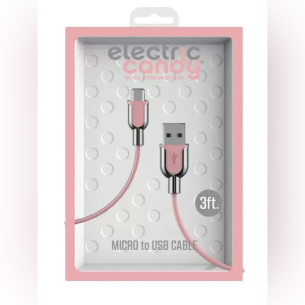 Tzumi Electric Candy 3ft Micro to USB Cable  -Pink/Silver-